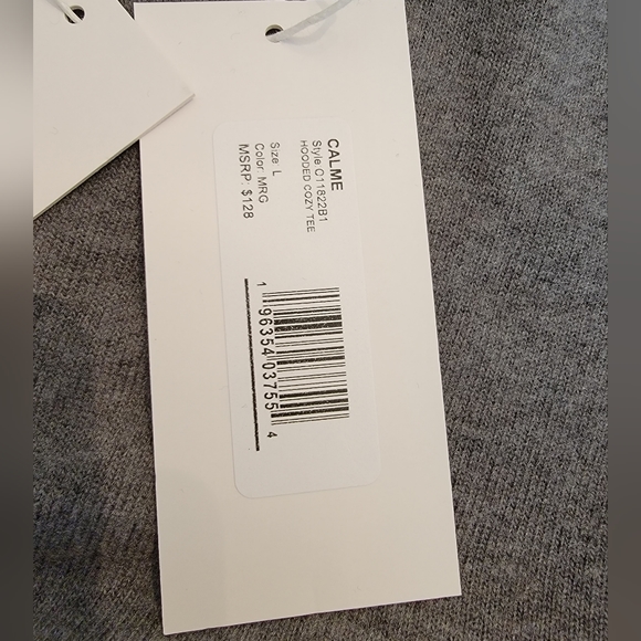 🔖👉🎉NWT🎉👉Johnny Was Calme Hooded Cozy Tee Gray Boxy Cropped T Shirt - Picture 6 of 9